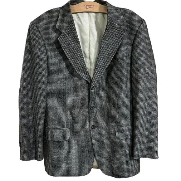 Oscar De La Renta Menswear Silk and Wool Blend Tweed Print Blazer 3 Button 42L
